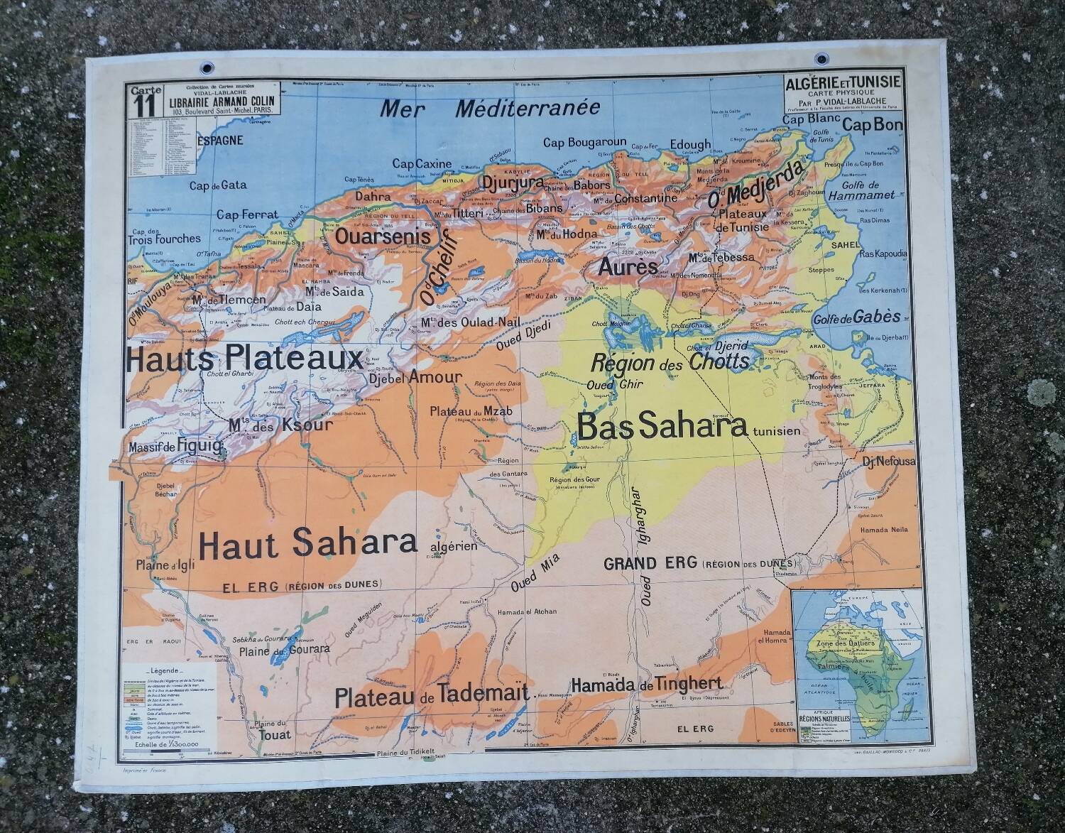 Old Vidal Lablache map N°11 Algeria Tunisia Sahara