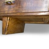A vintage Italian chest of drawers, made of veneered walnut and solid wood,