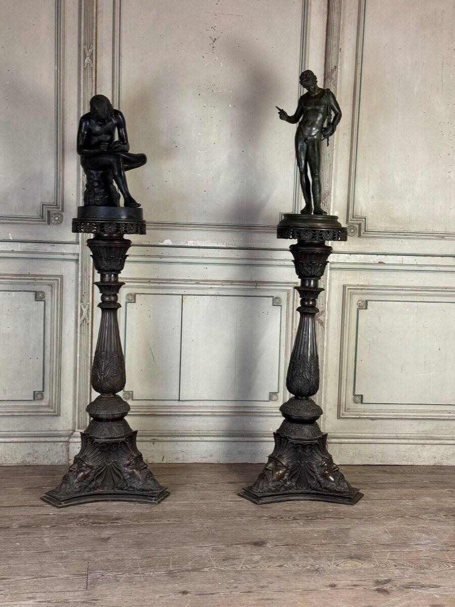 Pair of Bronze Pedestals, Italy, 19th Century