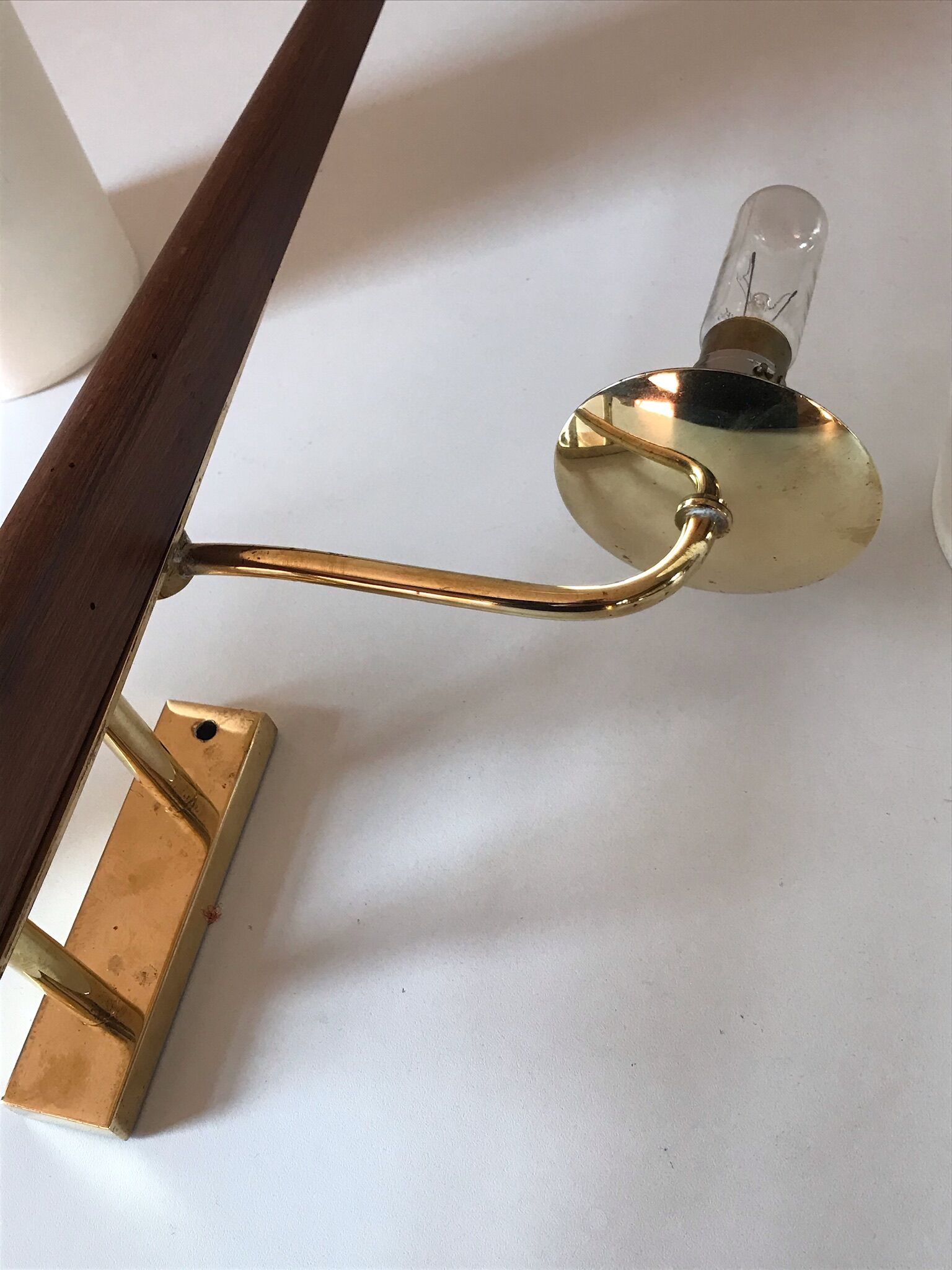 Brass and teak sconce design Lunel 1960