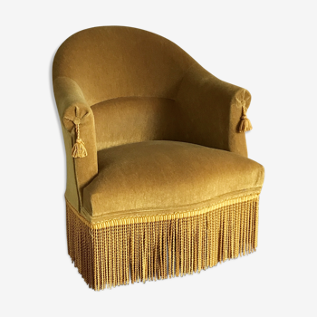 Fauteuil crapaud jaune ocre