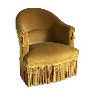 Fauteuil crapaud jaune ocre