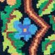 Floral transylvanian rug handwoven in romania, colorful flowers