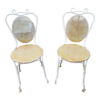 Paire de chaises de jardin en fer forgé