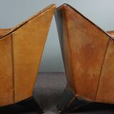 Pair of vintage sheep leather Art Deco armchairs by Bart van Bekhoven