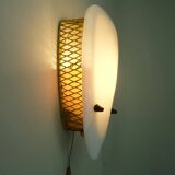 1950s SCONCE tele ambiance metal mesh with white acrylic shade