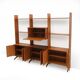 Library with wooden uprights by A.V. Contemporary Furnishings, 1960s.