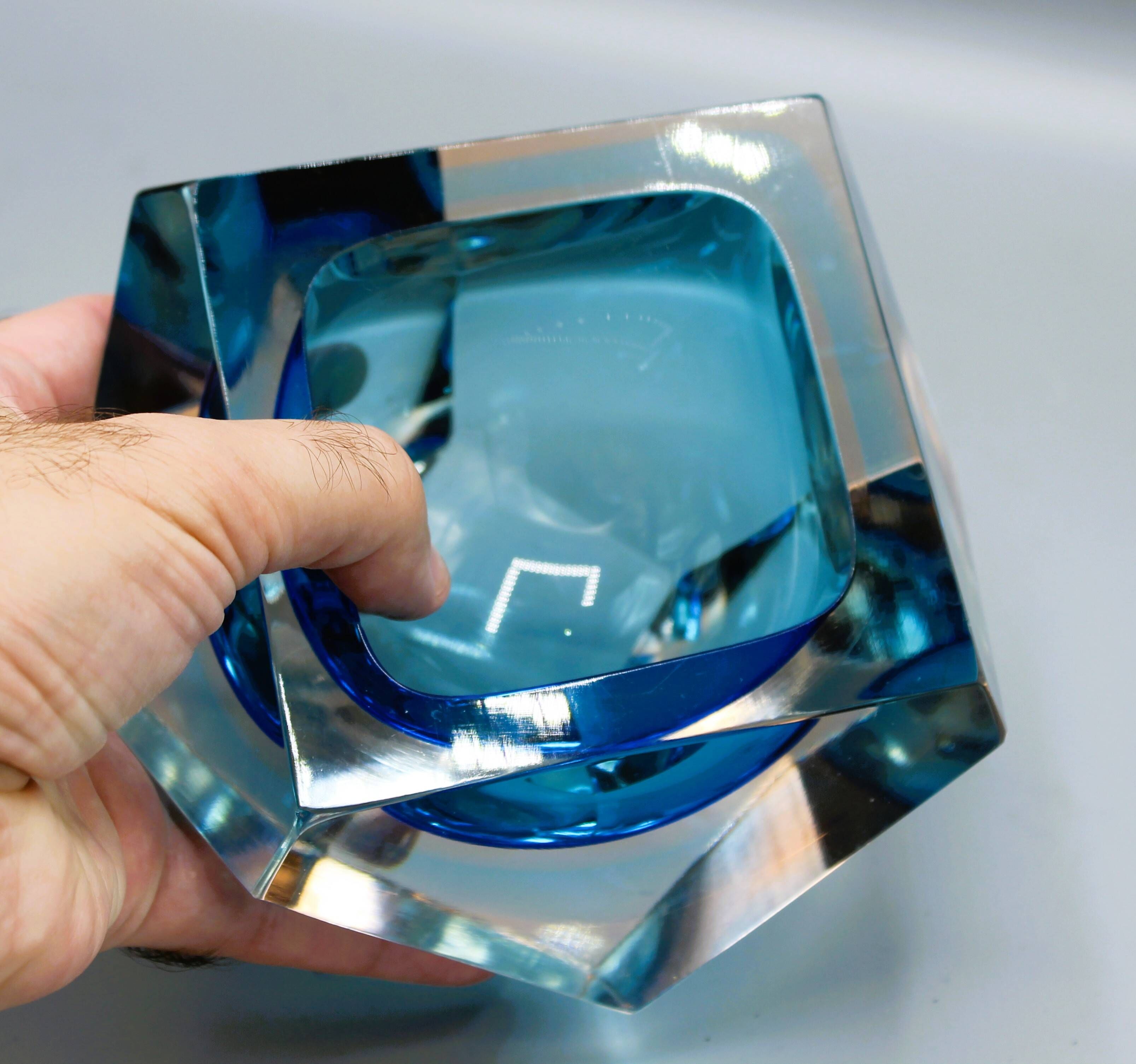 Antique ashtray pocket tray murano glass sommerso italy - flavio poli years