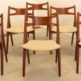 Set van 6 Hans Wegner voor Carl Hansen CH 29 stoelen