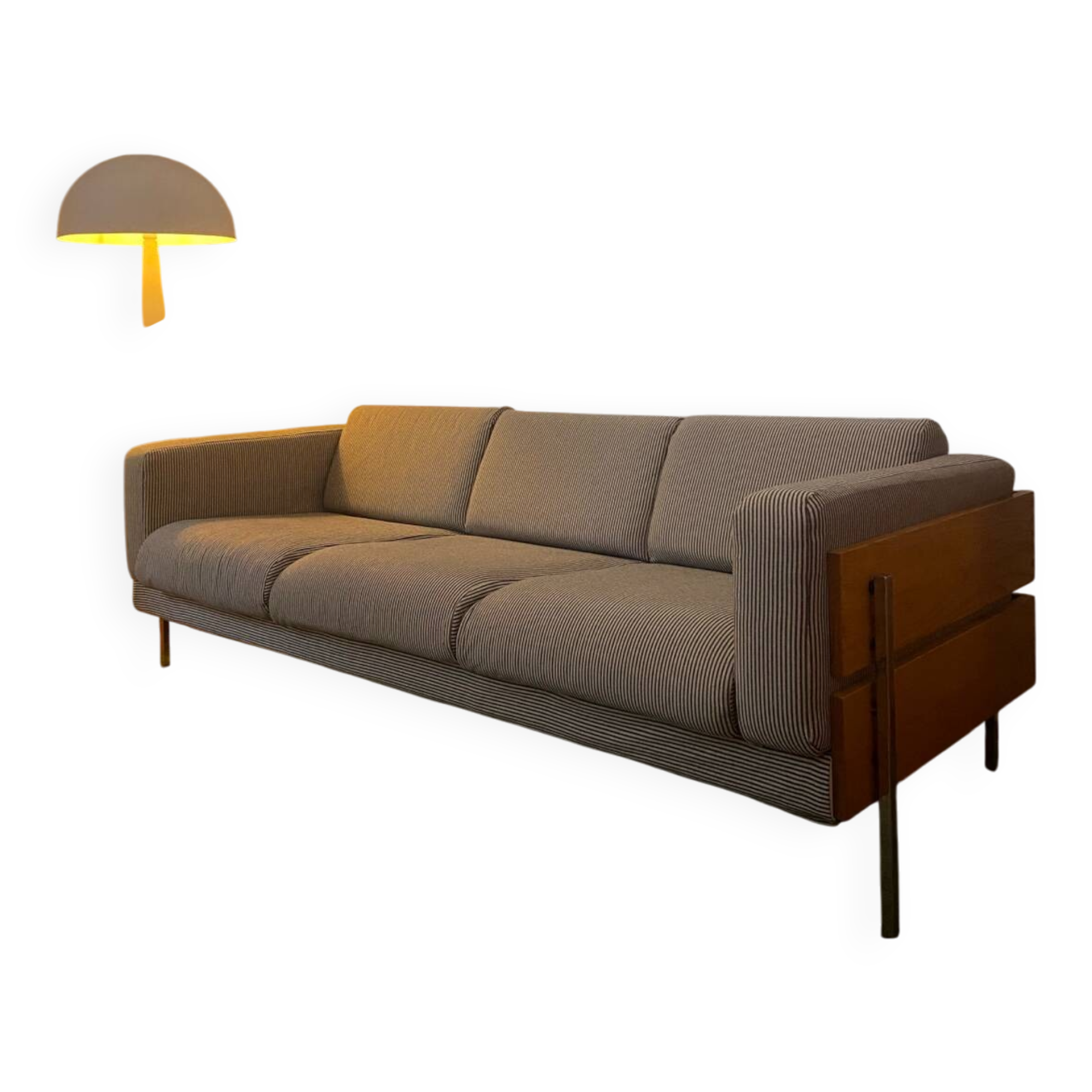 Habitat striped wood and metal sofa