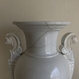 XXL white lion head neo-classical amphora vase from the Empire Consulate.