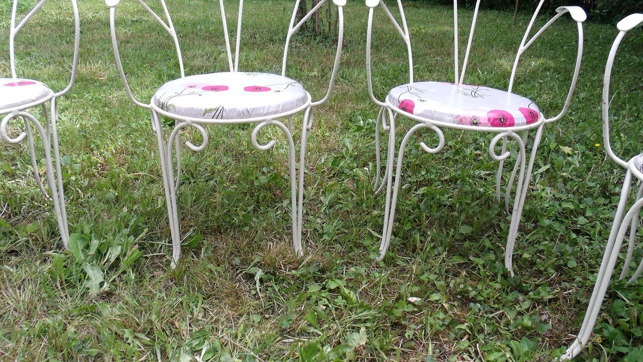 Lot of 5 armchairs for wrought iron garden lounge