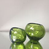 Set of 2 heart shaped Holmegaard crystal vases by Per Lutken