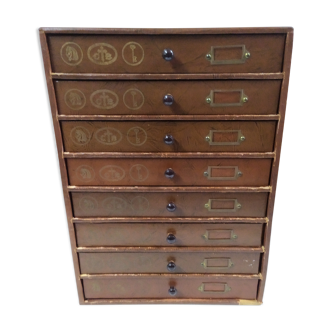 Haberdashery furniture 8 drawer Chandeliers Thiriez Cartier Bresson wood sewing