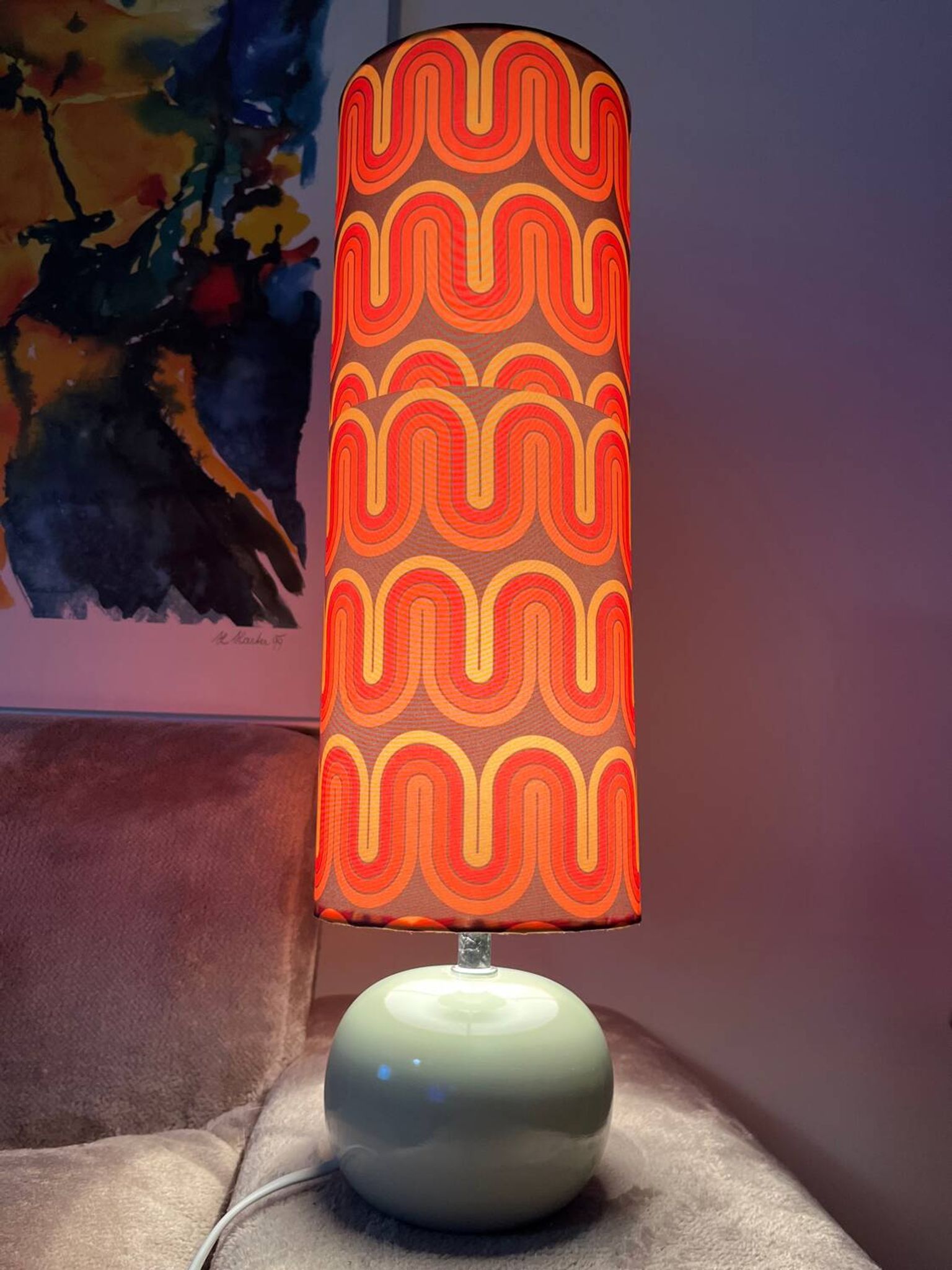 Lampe posée, abat-jour fait main