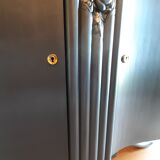Buffet art deco noir acier dessus marbre ou commode 2 portes