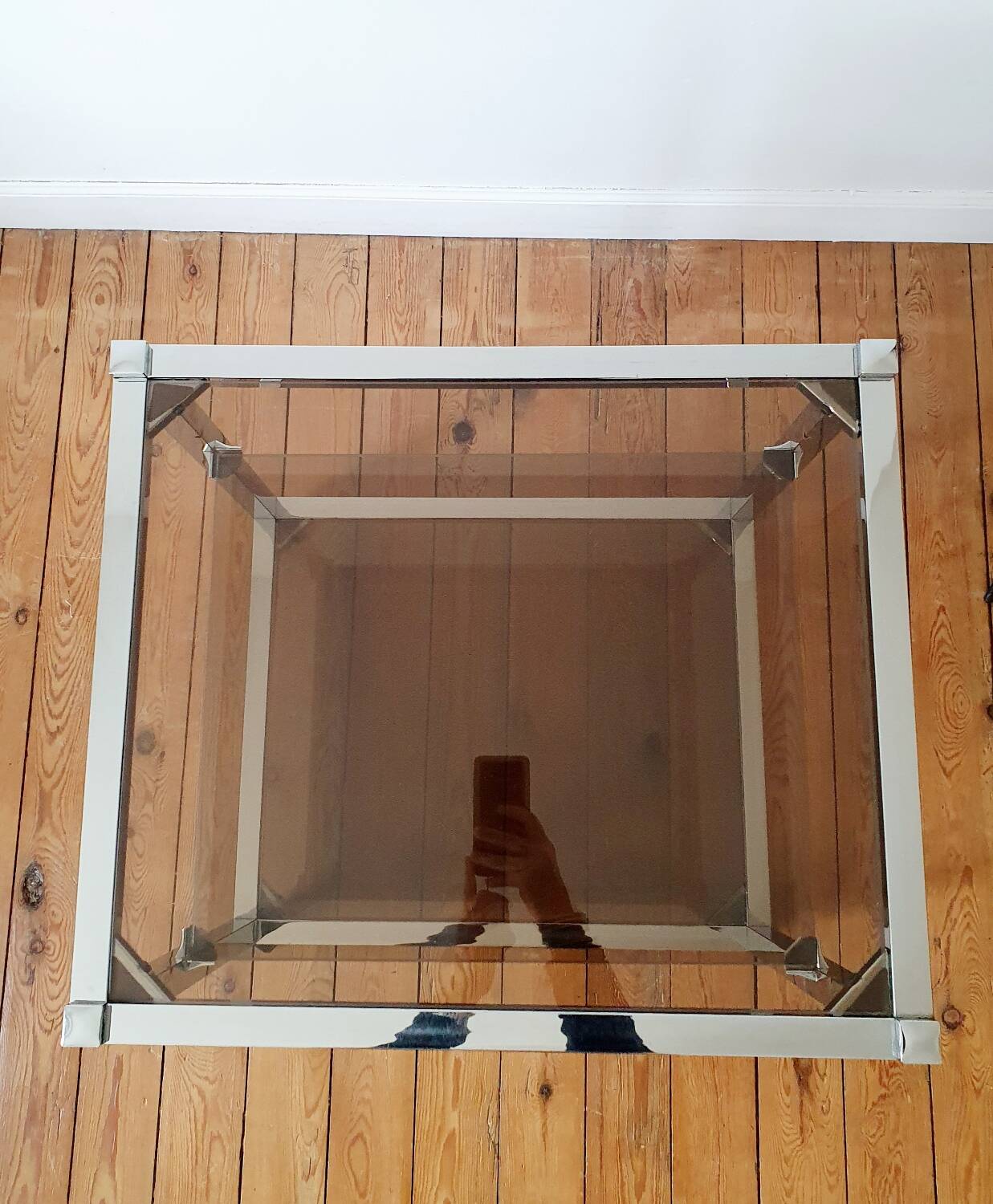 Serving cart in chromed metal and smoked glass, 1980s