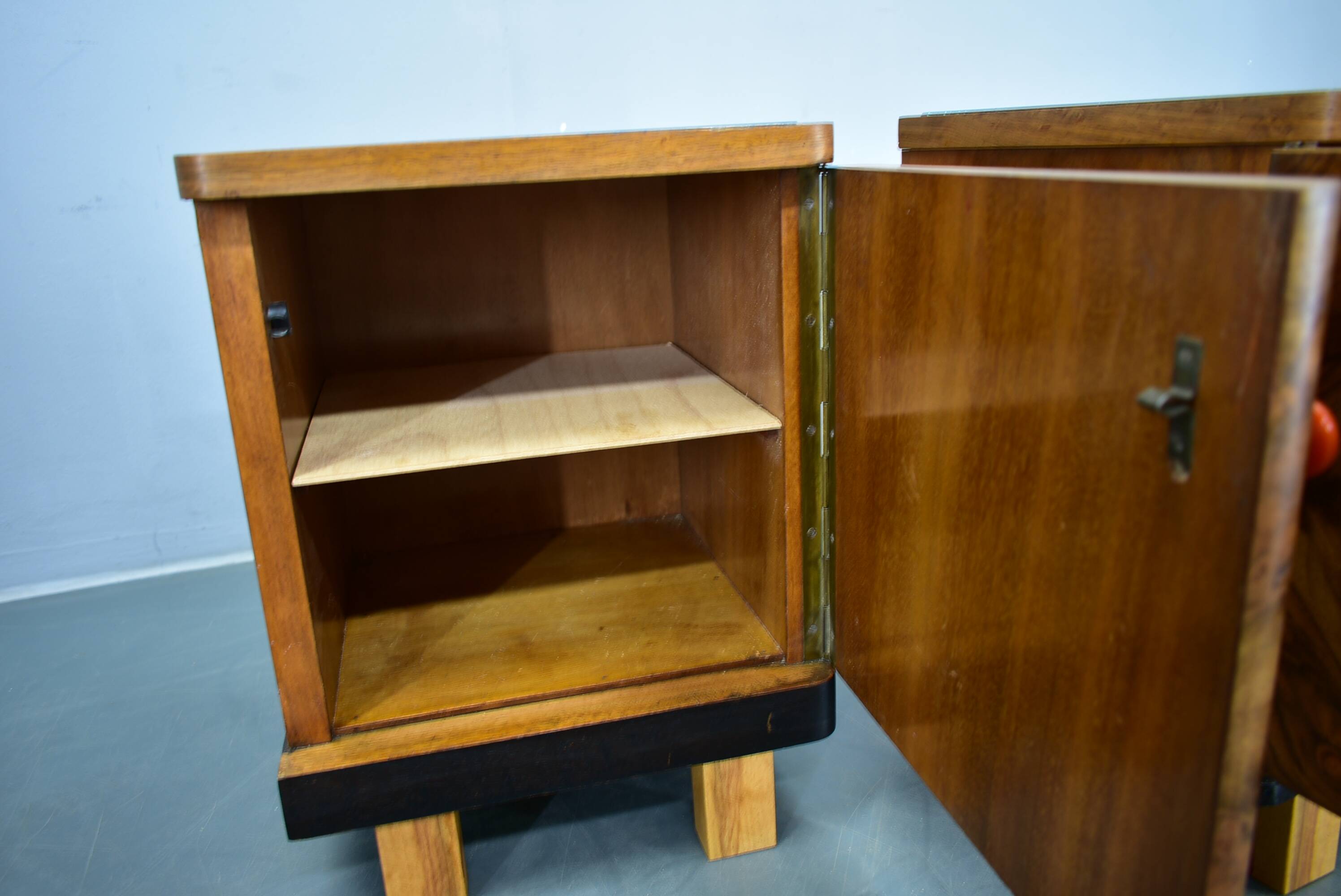 1938s pair of Art Deco bedside tables, Czechoslovakia