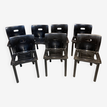 Suite of seven model 4870 chairs designed by Anna Castelli Ferrieri for Kartell