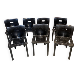 Suite of seven model 4870 chairs designed by Anna Castelli Ferrieri for Kartell