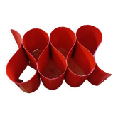 Porte-bouteilles en métal peint rouge, vintage 1980