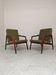 Pair of wooden armchairs Uluv green fabric 1960