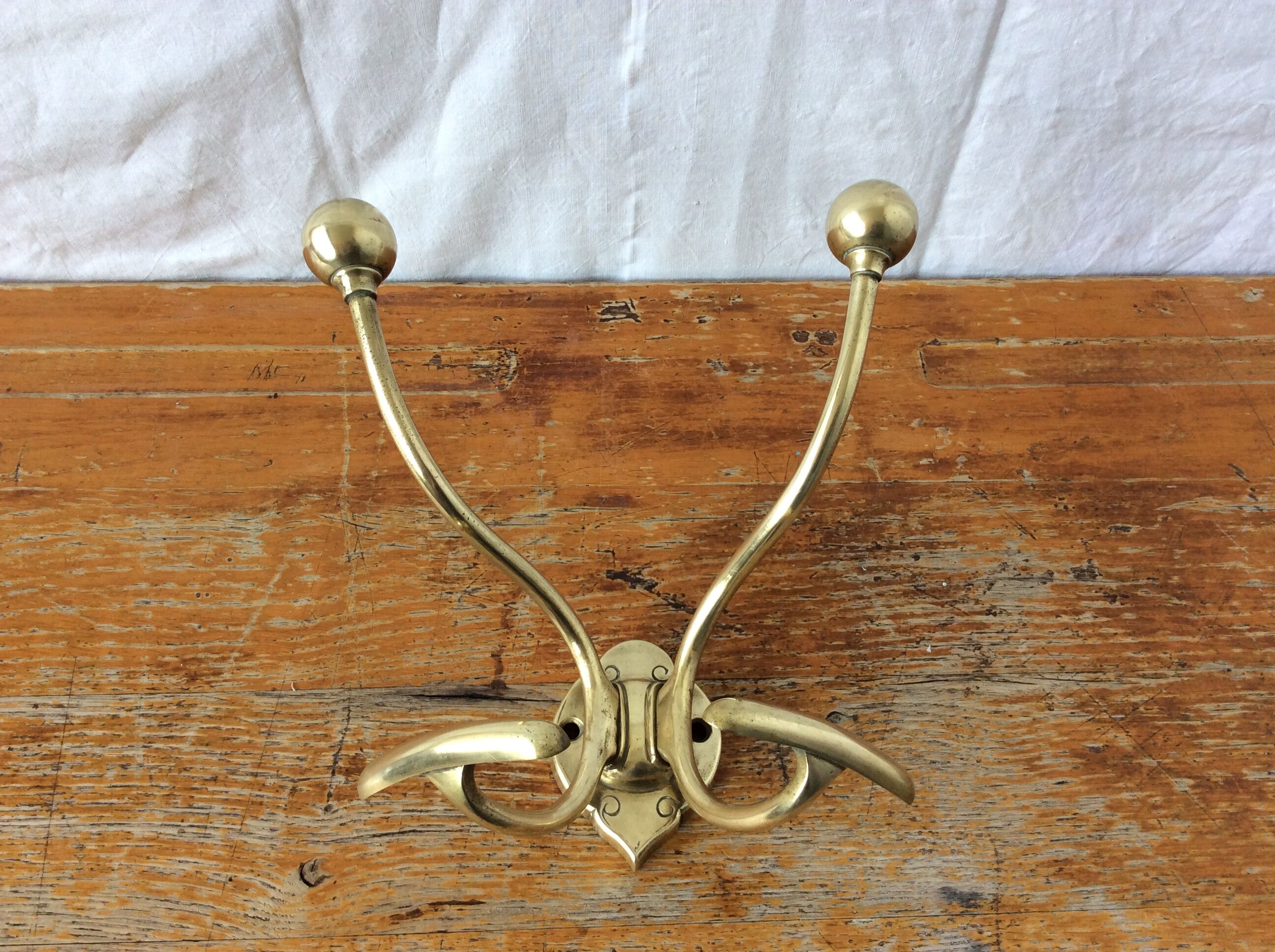 Vintage brass coat rack