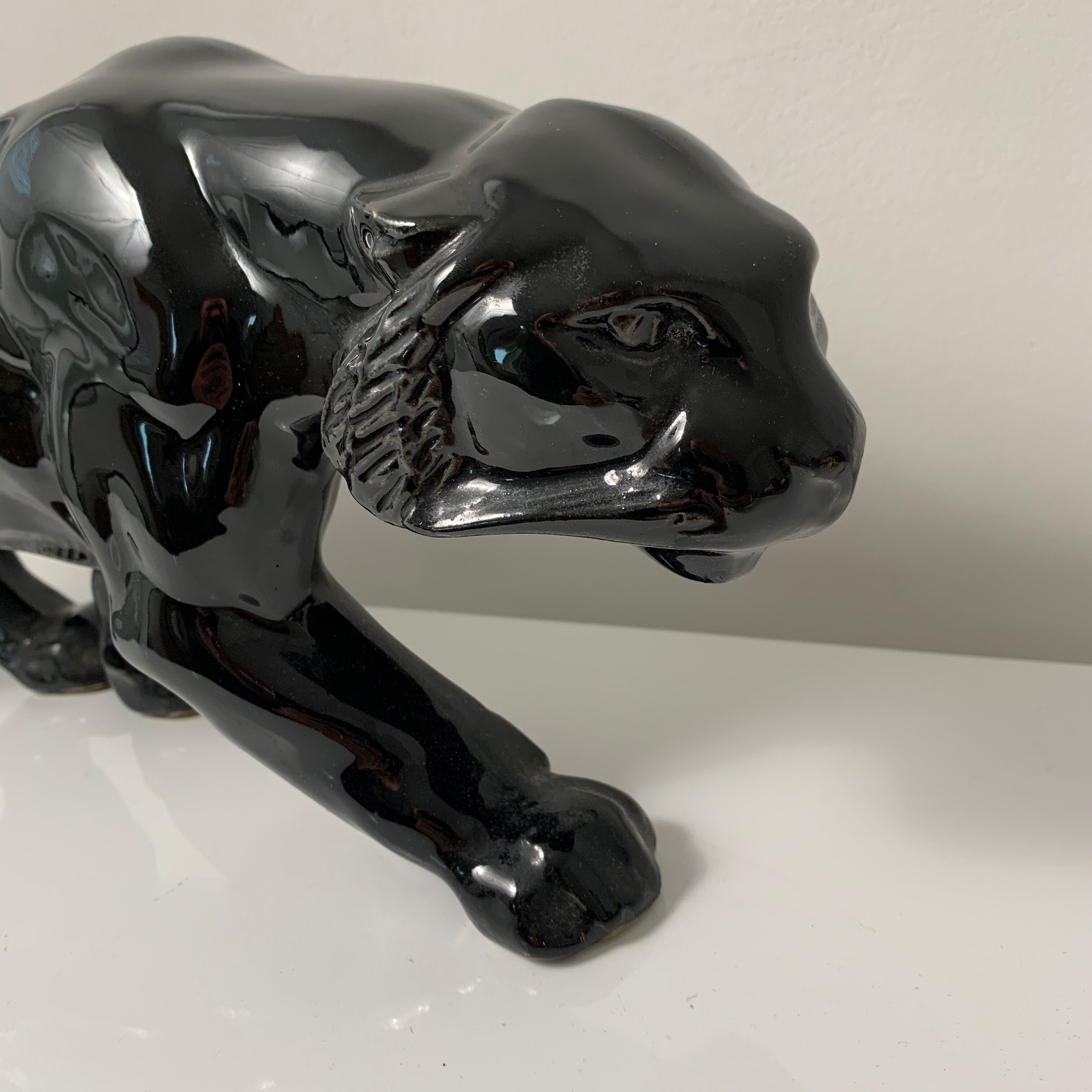 Black ceramic tiger art deco style