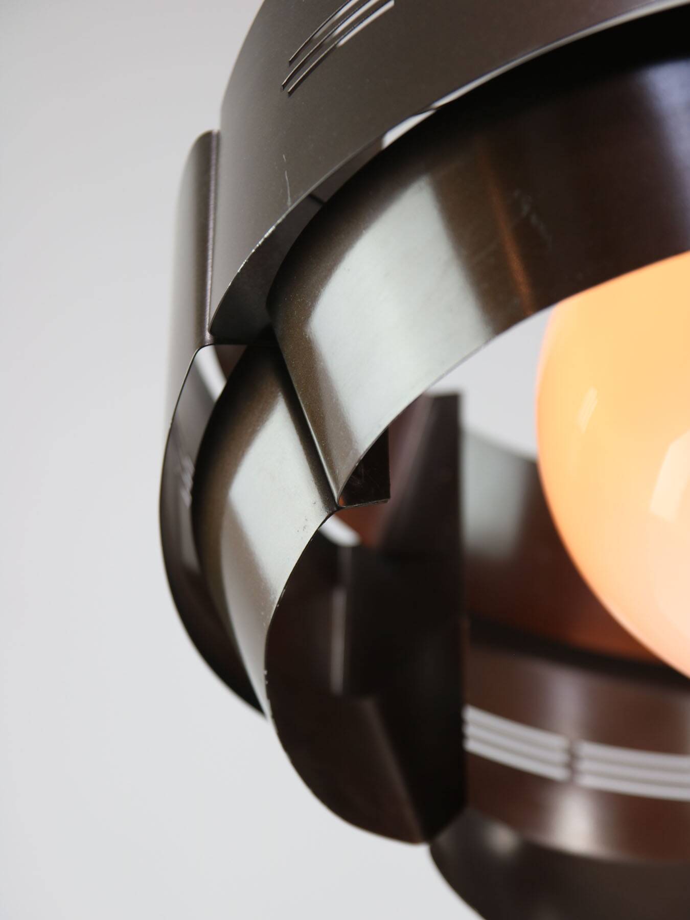 Vintage Italian Metal and Opaline Glass Pendant Lamp, 70s