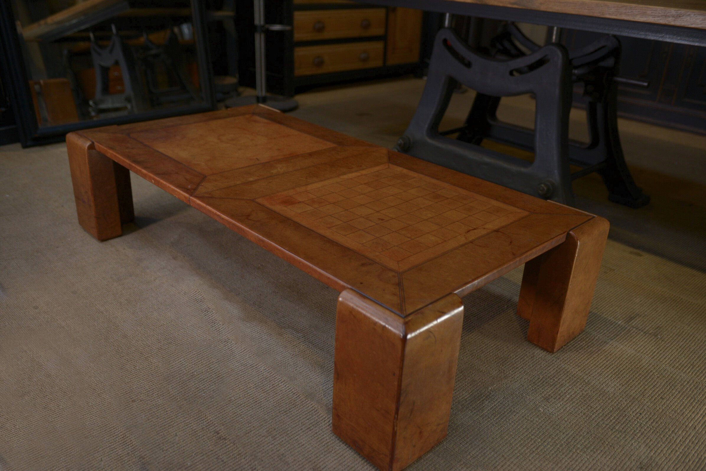 Leather coffee table 1970 " checkers "