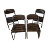 4 chaises italiennes en chrome et cuir 1970