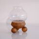 Scandinavian glass and wood candlestick 1960
