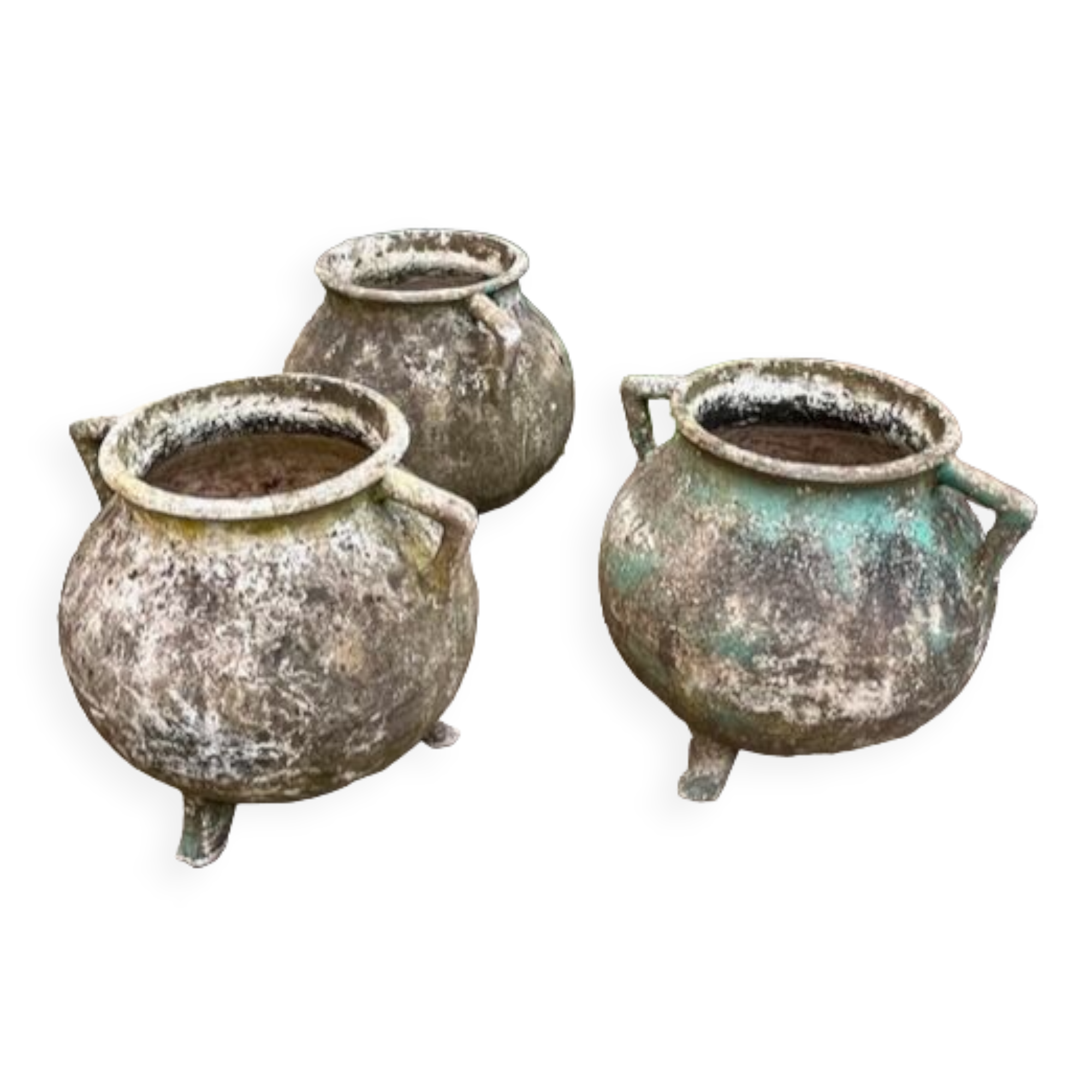 vintage cement gardener cauldron or pot