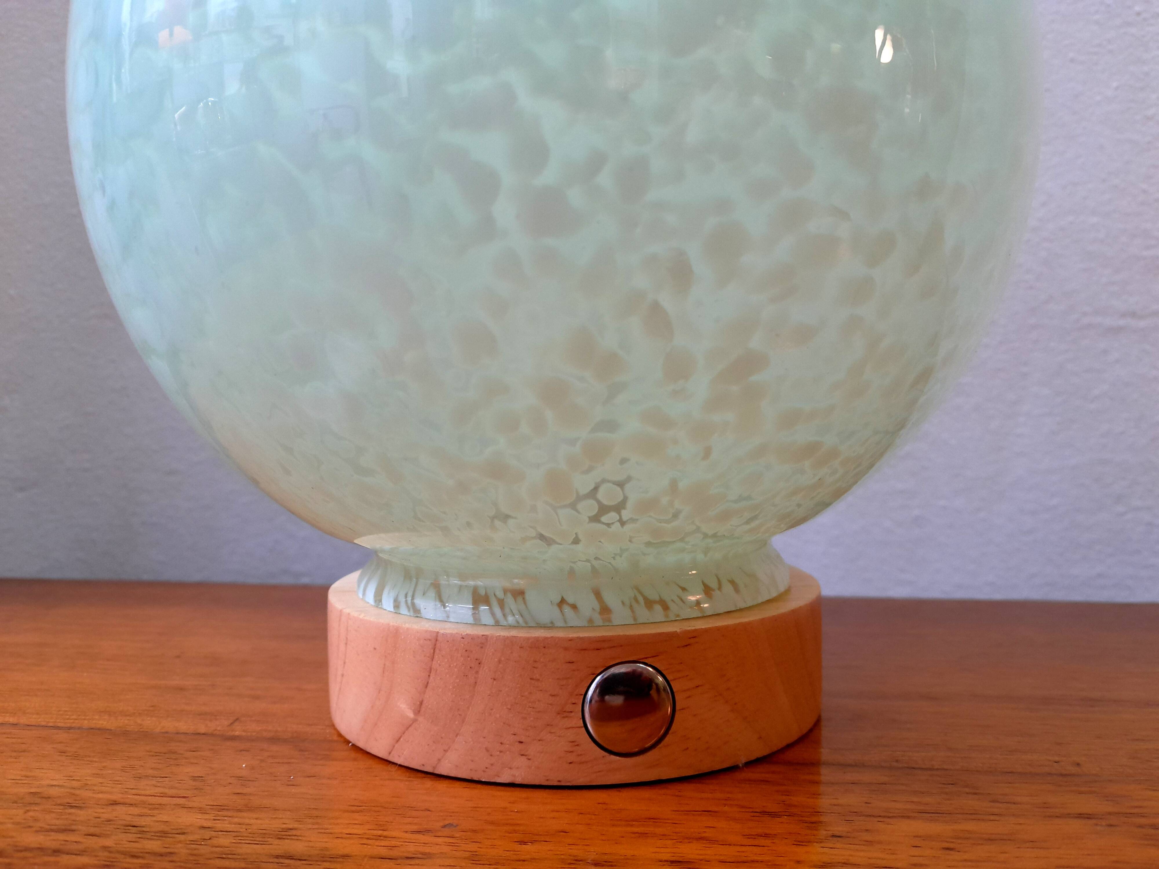Lampe à poser verre de Clichy vert d'eau