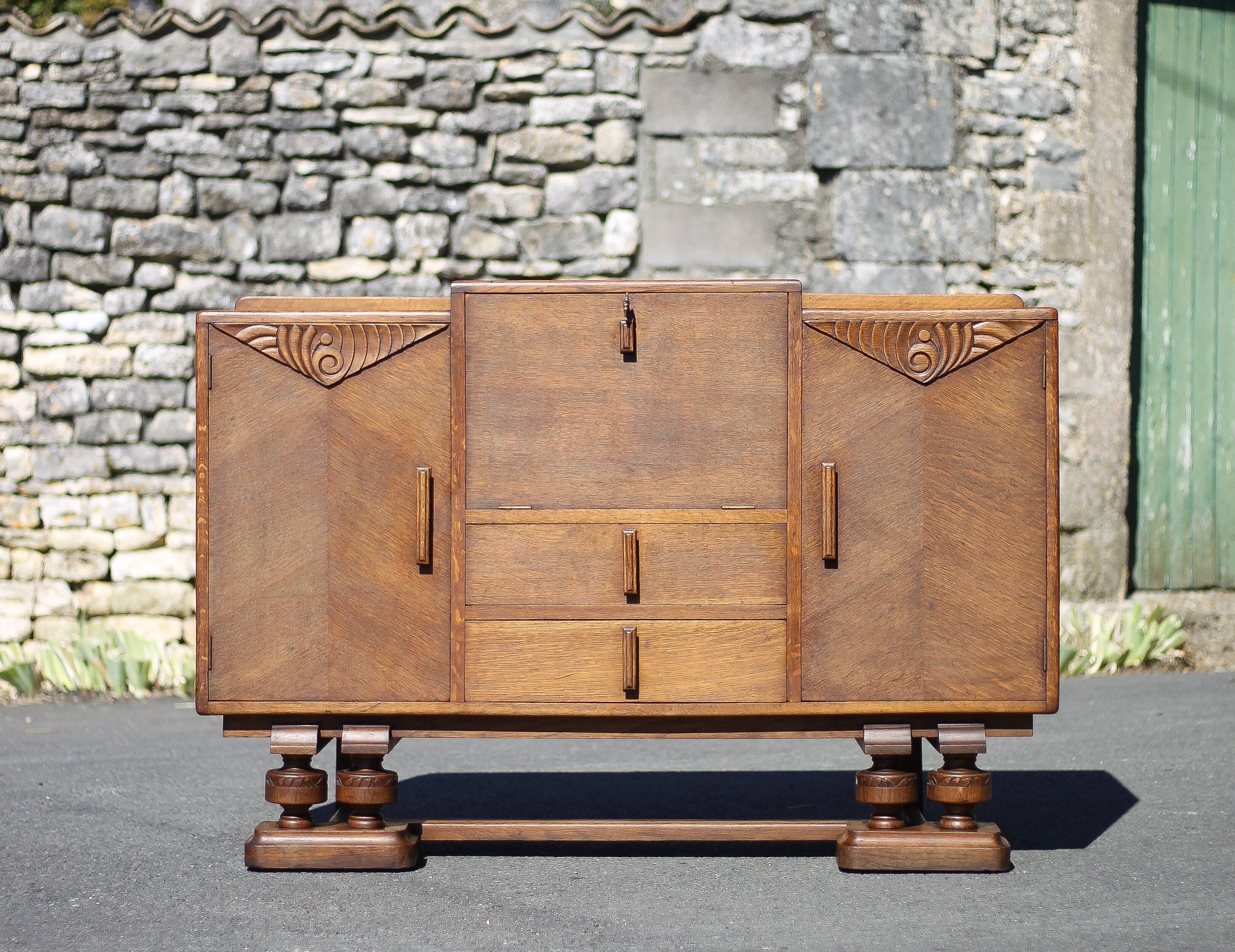 Art Deco sideboard, art deco wooden sideboard, wooden furniture, storage furniture