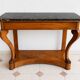 French console from the 19th century in cherry wood and black marble, with claw feet.
