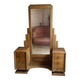 Coiffeuse psyché Art déco en chêne massif – Années 1920/1930