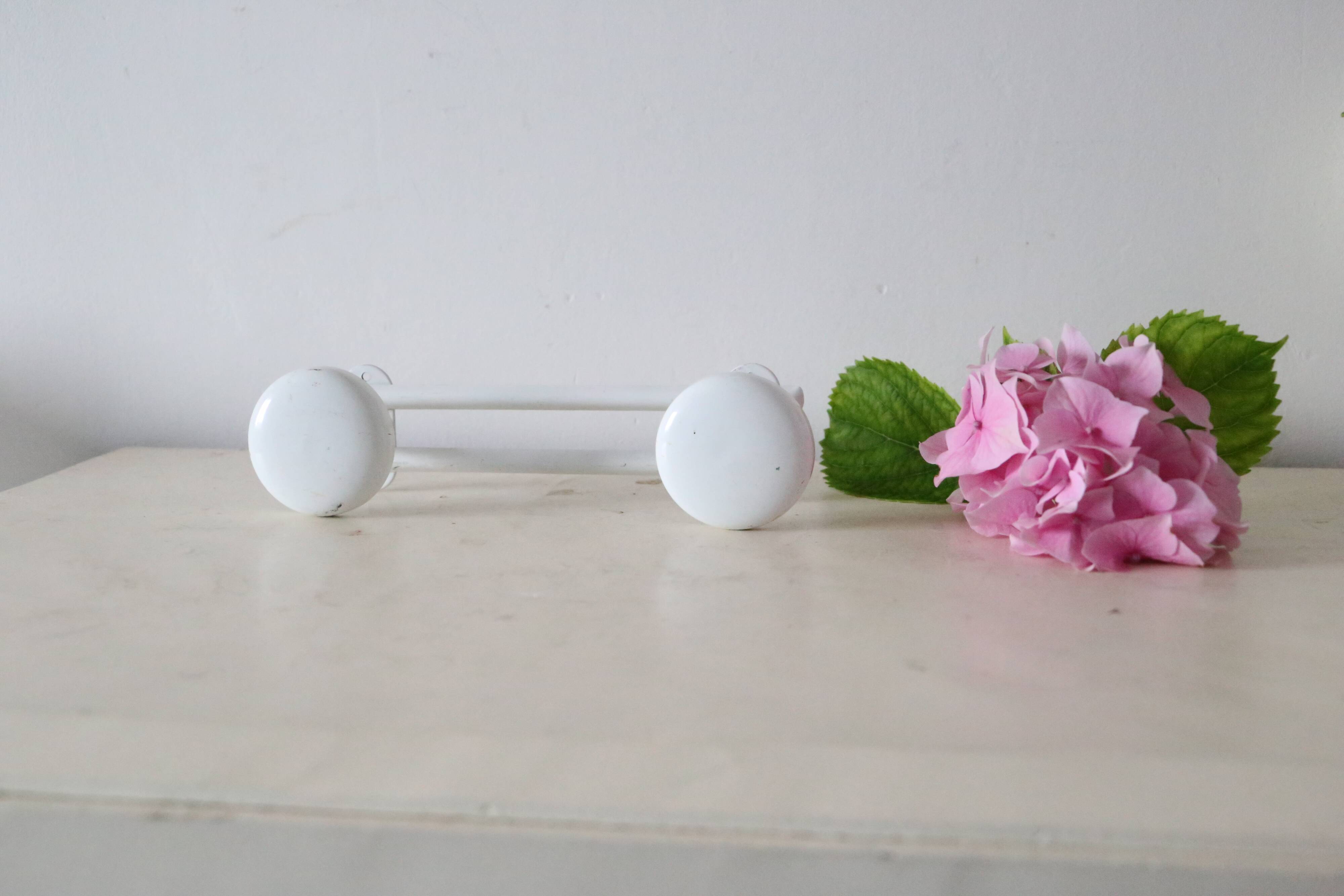 White metal wall coat rack, vintage