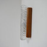 Applique murale en verre et chêne du milieu du siècle