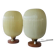 Rare Pair of Table Lamps, Glass and Wood, 1960s