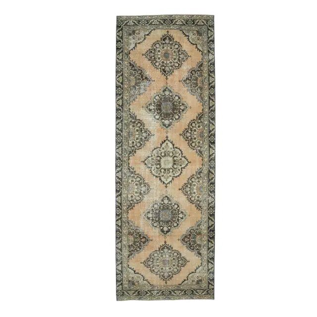 Vintage Turkish hand-knotted runner 128x382