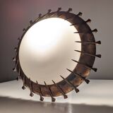 Sunburst lamp with nails forged with gold leaf and opaline, 1940s