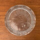 Large vintage glass vase or bowl with South American/Inca ornaments.