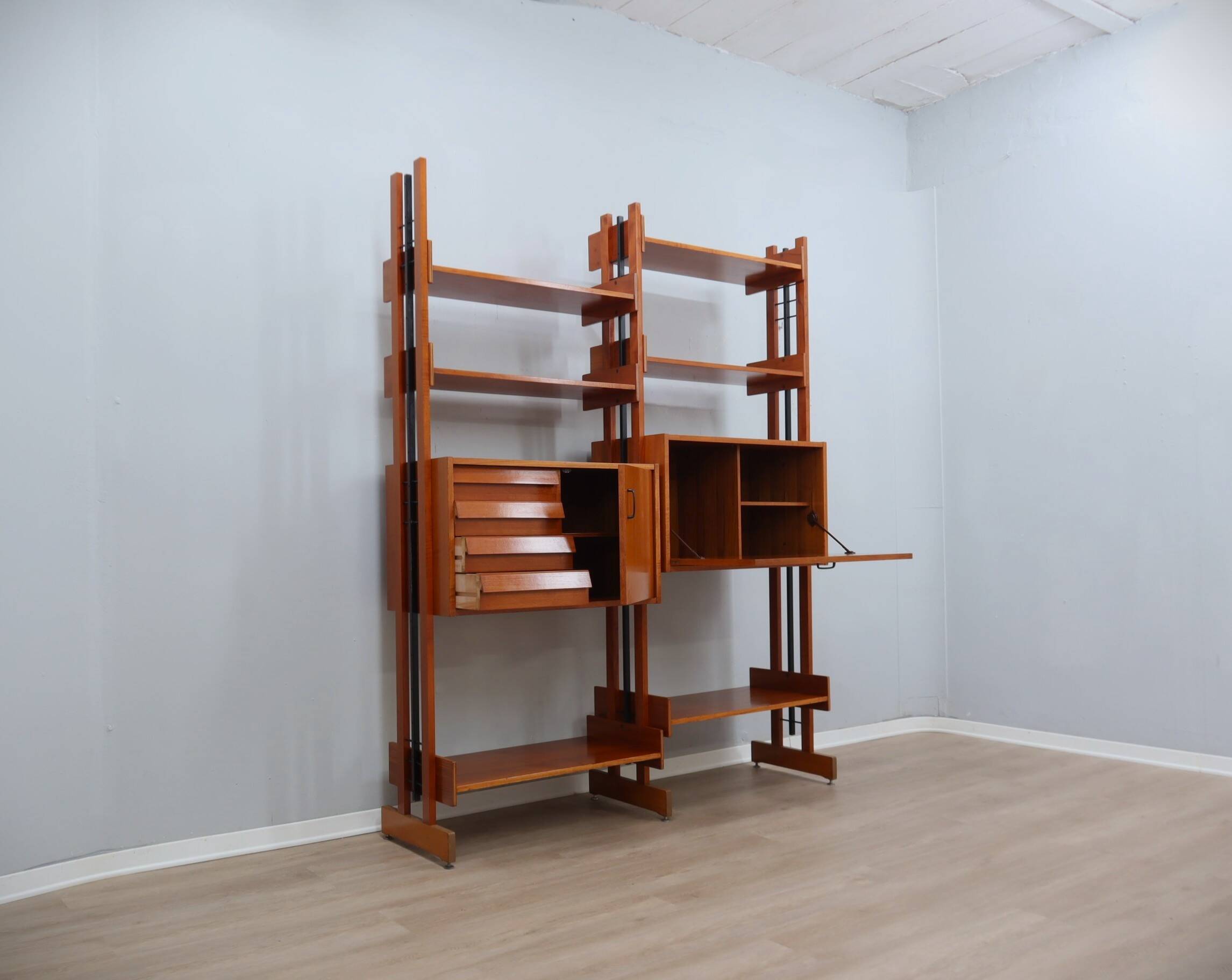 Mid-Century Italian teak bookcase / room divider AV Arredamenti 1960s