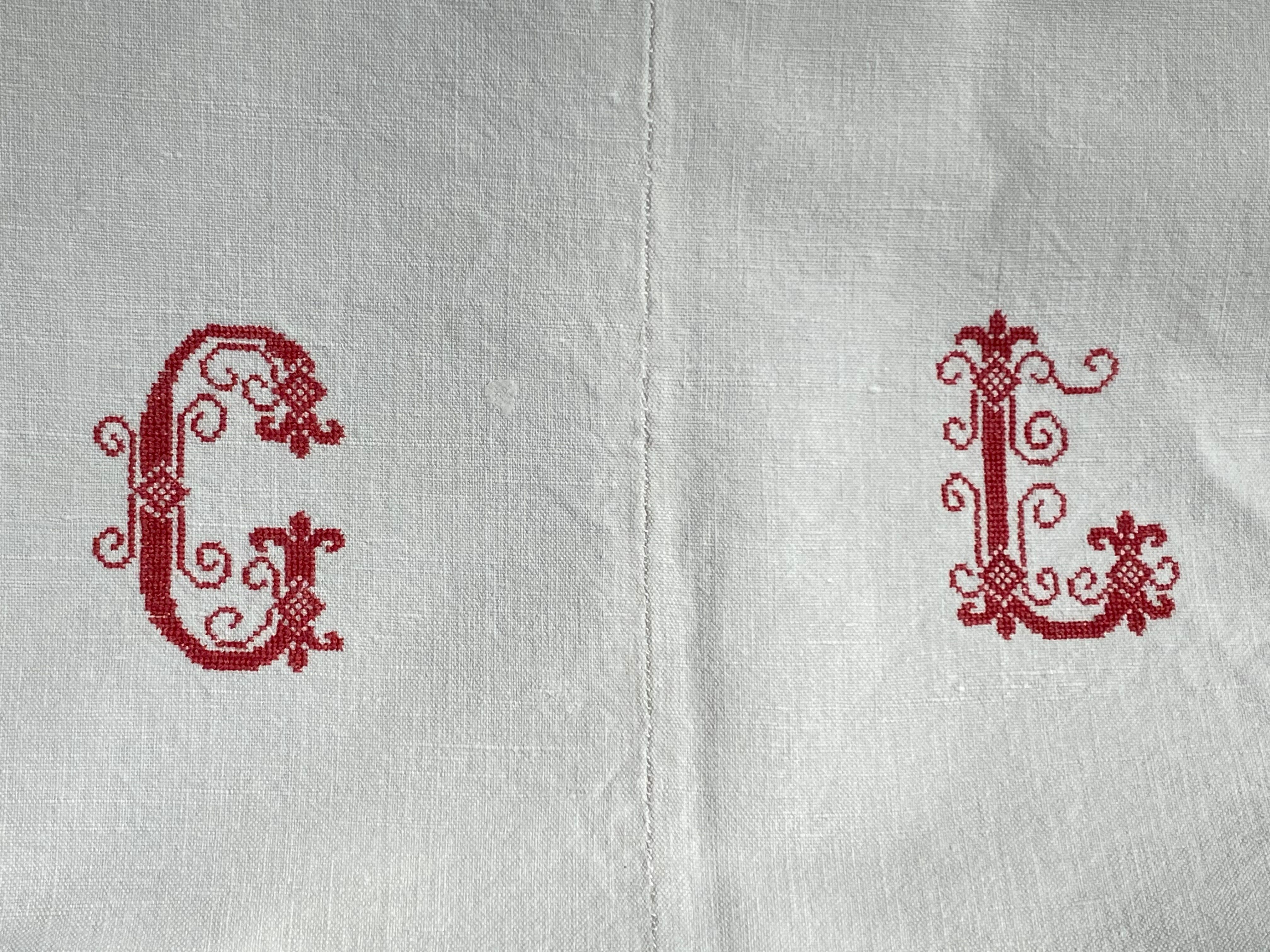 Old sheet with monogram