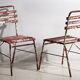 Antique red and white patio chairs (circa 1920). Set of 4 pieces