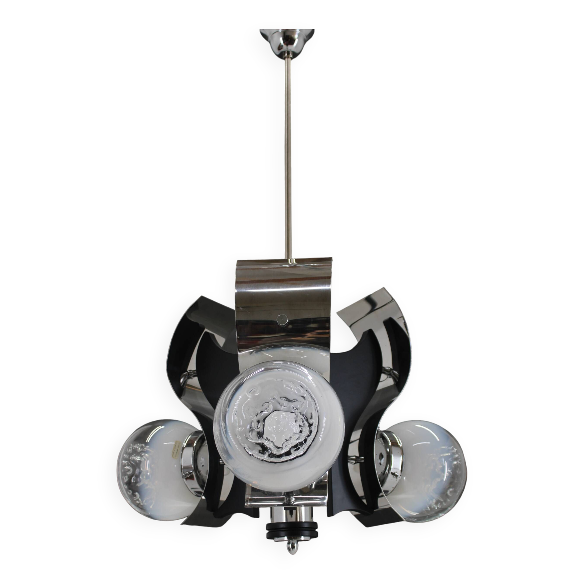 1970s Italian Chrome Plated Chandelier