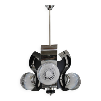 1970s Italian Chrome Plated Chandelier