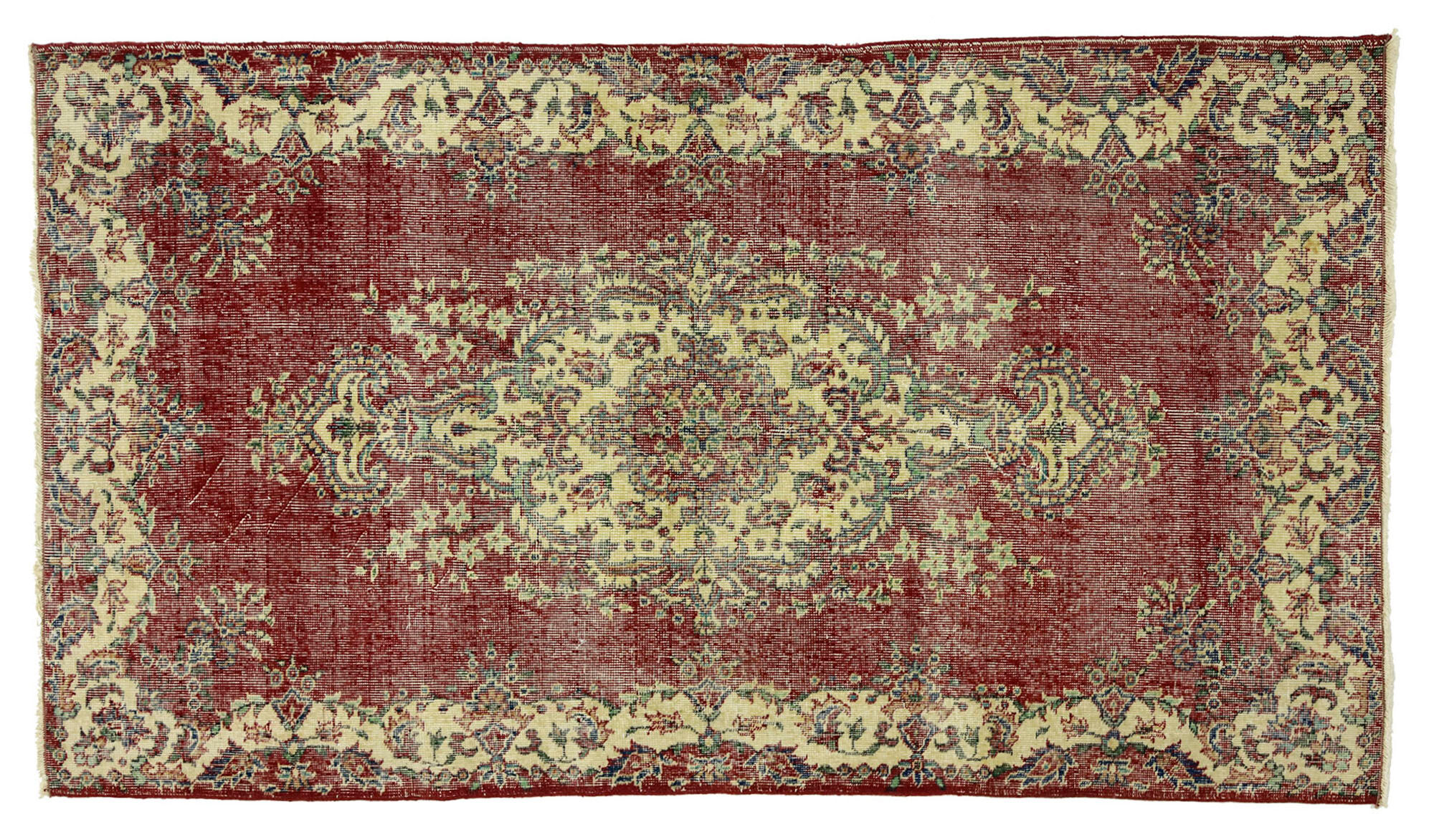 Anatolian handmade vintage rug 206 cm x 115 cm