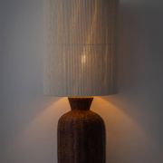 Ceramic Trompe L'Oeil Wicker Table Lamp with New Woven Cream Cord Lampshade